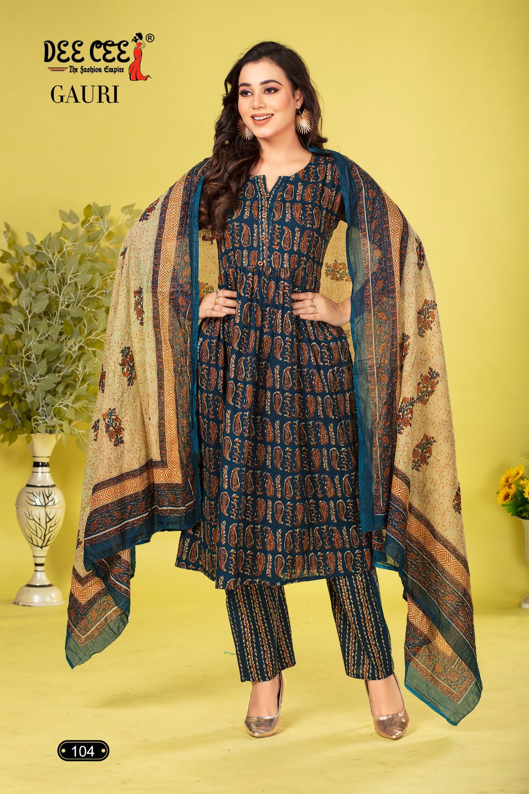 Gauri By Dee Cee Cambric Cotton Printed Kurti With Bottom Dupatta Wholesale Online